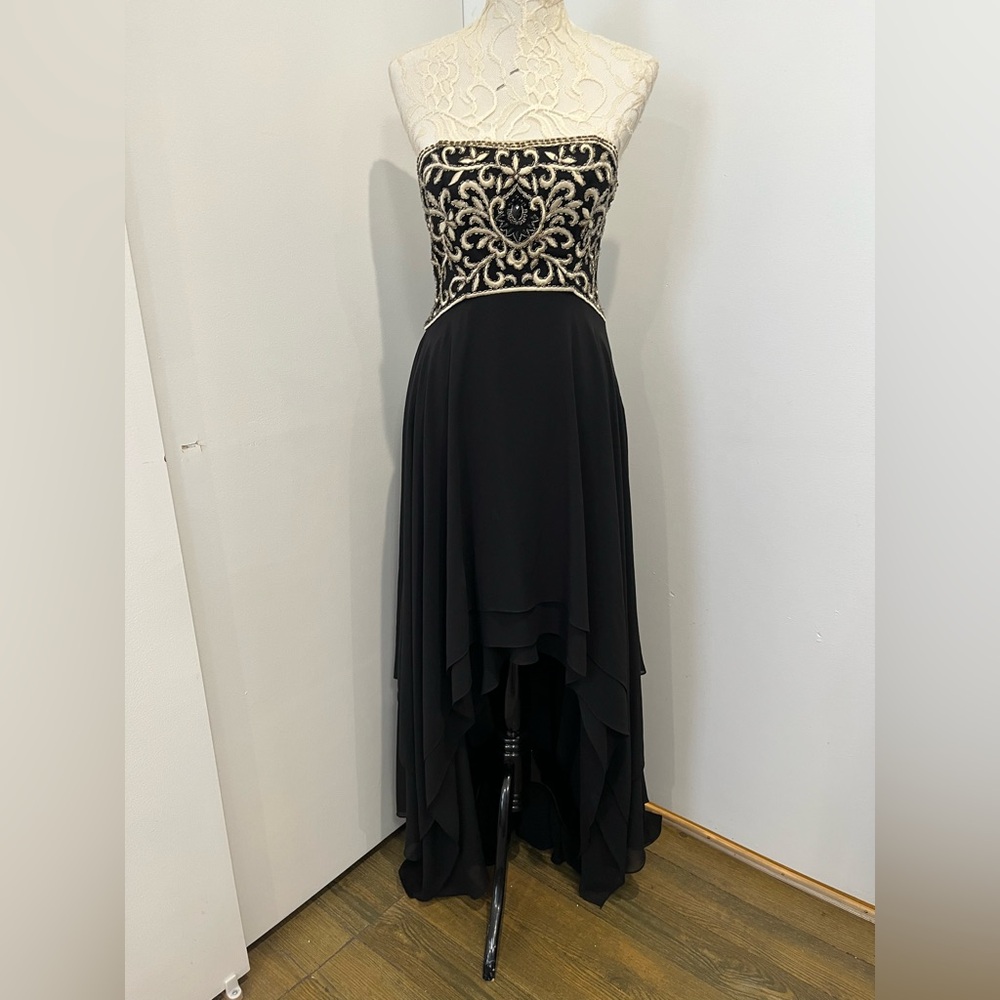 Sue Wong Vintage Black Strapless High-Low Beaded Bodice Gown Sz. 4 - Picture 10 of 12